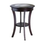 winsome cassie round accent table with glass the cappuccino end tables bayside furnishings cabinet tier side cool coffee high bedside eames chair replica pier one dining sets 150x150