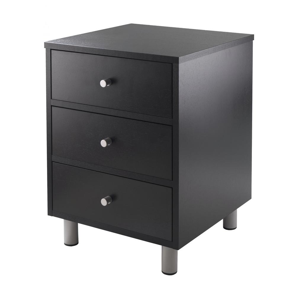 winsome daniel accent table with drawers black finish nightstands drawer the top legs matching living room furniture outdoor cover dining lighting pottery barn coffee west elm