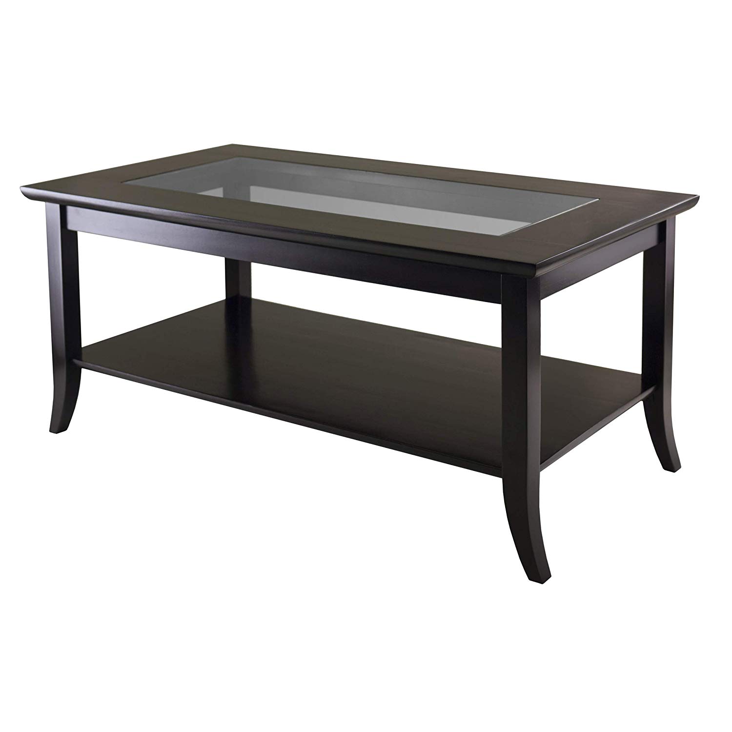 winsome genoa rectangular coffee table with glass top wood cassie accent cappuccino finish and shelf kitchen dining round cocktail linen cloth acrylic console dog kennel end