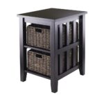 winsome morris side table with foldable baskets the espresso end tables wood cassie accent glass top cappuccino finish small oval coffee skirting shoe drawing console cabinet 150x150