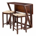 winsome trading harrington piece counter height dining table set master wood accent walnut with rush seat stools home goods website contemporary decor nautical reclaimed trestle 150x150