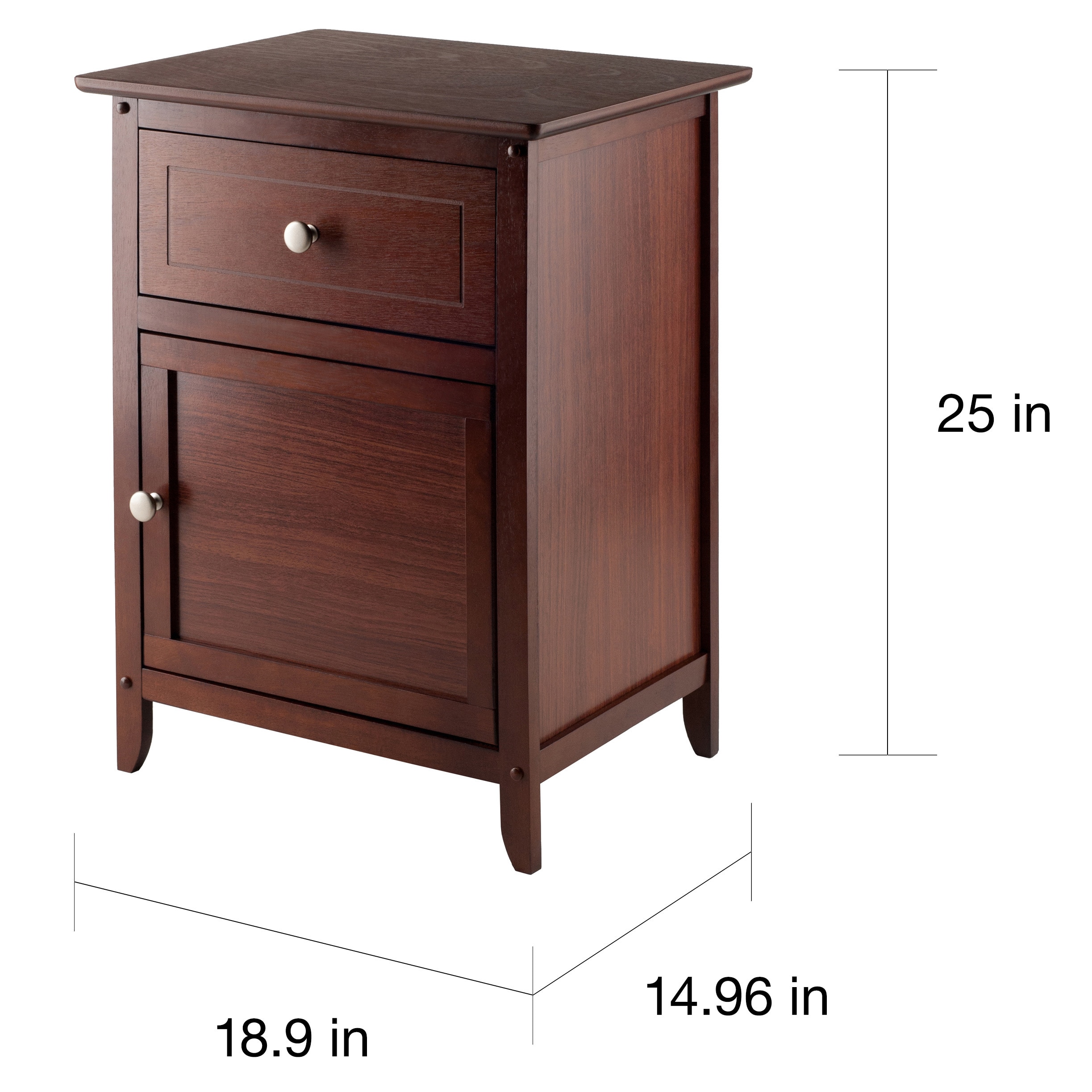 winsome walnut finish wood night stand with drawer and cabinet brown accent table instructions free shipping today cool sofa tables tall patio black marble coffee pink cocktails