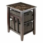 winsome wood faux marble top zoey side table with night accent baskets walnut kitchen dining barn rustoleum metal paint white drawer sasha round telephone drawers rustic half moon 150x150