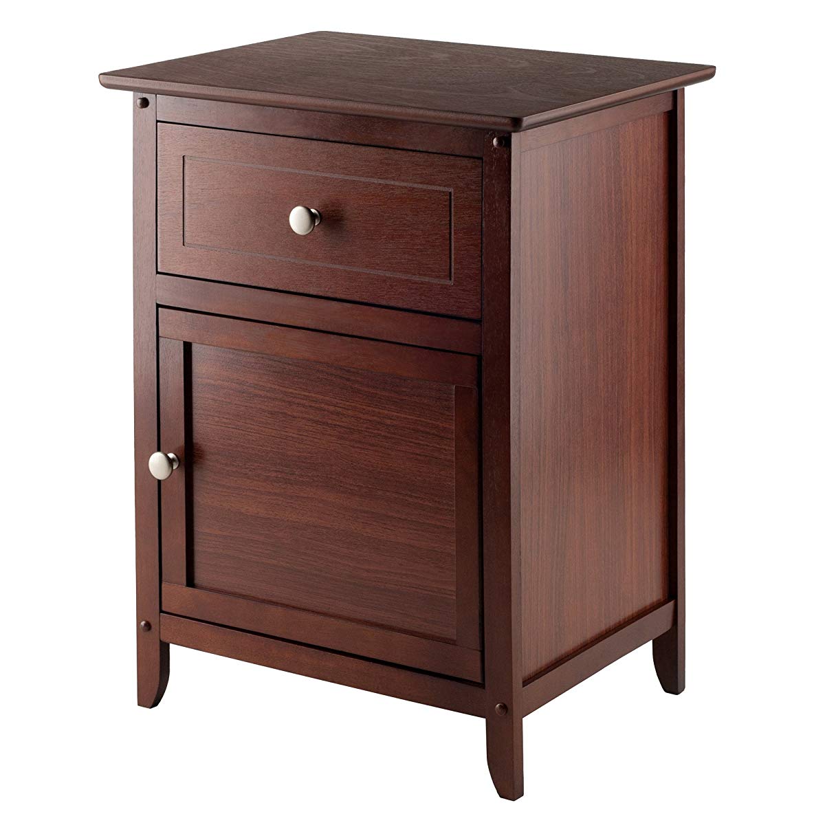 winsome wood night stand accent table with drawer and cabinet for storage antique walnut marine style lighting bedroom nightstand lamps patio furniture chair covers small round
