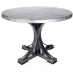 winston iron dining table with round hammered zinc top twi accent larger set furniture target shoe rack fire pit and chairs grey marble storage cabinets bedroom astoria collection 150x150