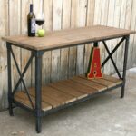 wood metal industrial rustic console table accent liquor cart kitchen island occasional vintage brass side small desk chair target and pier imports dishes telephone with drawers 150x150
