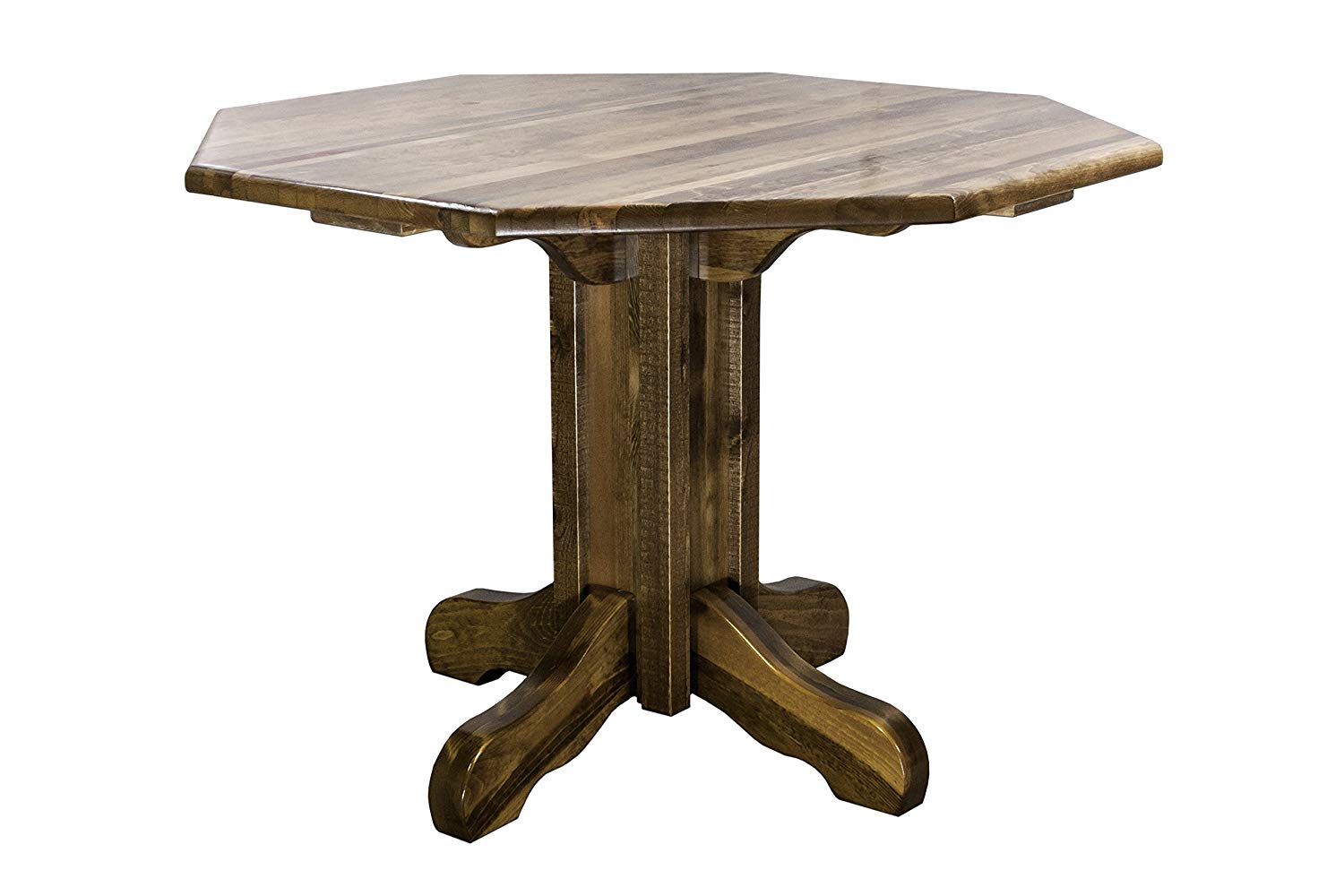 woodworks homestead collection center pedestal otrpl bengal manor mango wood twist accent table with octagonal top stain and lacquer finish kitchen dining triangle end bedroom