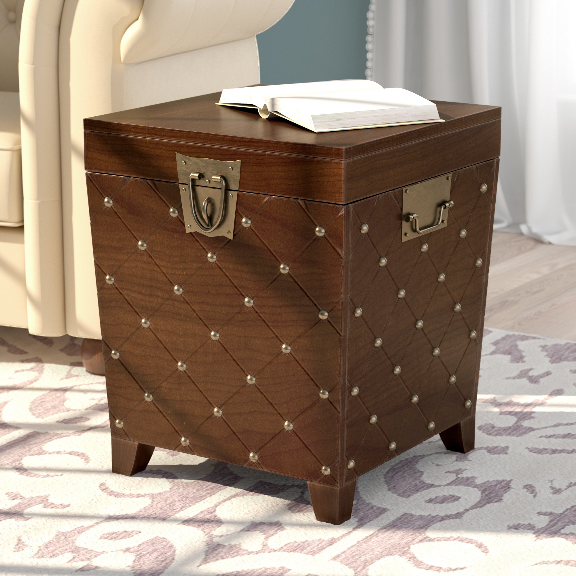 world menagerie hassania nailhead trunk end table reviews accent with nailheads crystal side lamps cooler coffee pier outdoor pillows dark brown entry barn door buffet metal legs