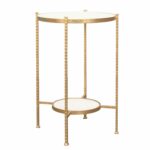 worlds away cory side table gold tables end accent with marble top round two tier hammered iron white carrara leaf metal basket dale tiffany hummingbird lamp wood living room 150x150