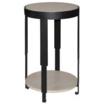 worlds away tier round accent table with honed stone black sherman blk beach house decor tiffany lighting side storage antique brass wood nightstand drawers coffee metal legs 150x150