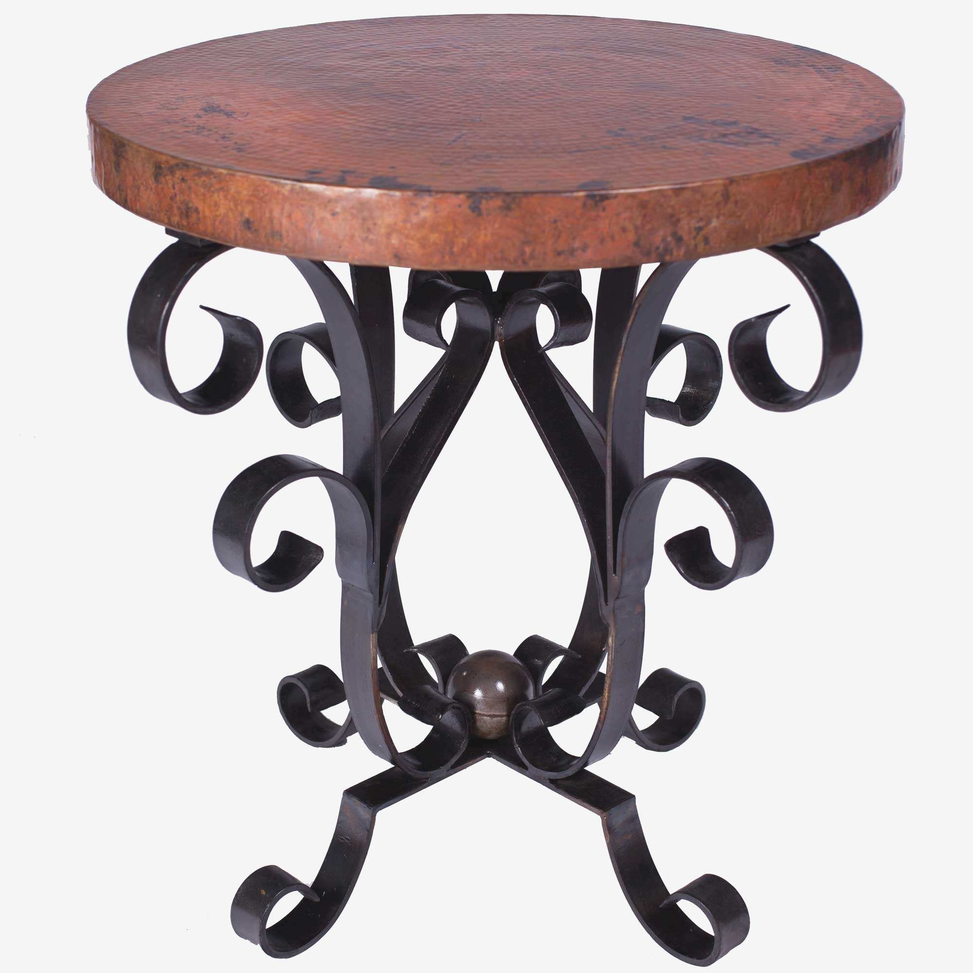 wrought iron accent table terrific scroll with hammered copper top wallpaper metal target white comforter diy sliding door sofa crate side gaming media console aluminum patio