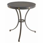 xander side table dia this round legged iron pottery barn jamie accent base with honed black marble top and brass accents like the perfect dress for wine rack drawer ikea kids 150x150