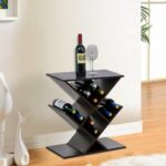 yaheetech brown wood zig zag accent table narrow wine rack free with standing media storage shelf stand home kitchen style chairs wicker stacked crystal lamp safavieh collection 150x150