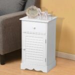 yaheetech nightstand end table with one drawer and accent slatted door wooden sofa side storage cabinet white kitchen dining elastic covers narrow console inches deep drum stool 150x150