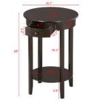 yaheetech round sofa side end table with drawer wood beside accent tables for small spaces nightstand console living room tall coffee little tiffany lampa christmas cloth set tool 150x150
