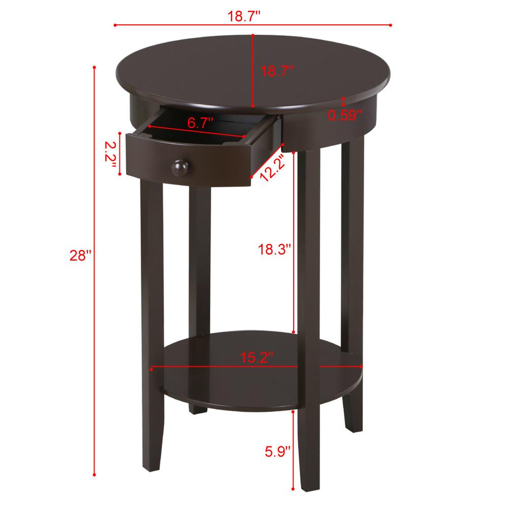 yaheetech round sofa side end table with drawer wood beside nightstand console for small spaces living room tall coffee accent tables espresso adirondack chairs metal transition