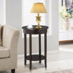 yaheetech round sofa side end table with drawer wood beside tall accent tables living room small glass top coffee butterfly led lights industrial farmhouse short lamps counter 150x150