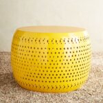 yellow punched metal coffee table patio furniture outdoor side farmhouse seats nate berkus marble antique tall toddler drum stool round dining with leaf large legs wrought iron 150x150