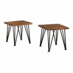 zahir outdoor industrial iron teak finished acacia wood accent table qty garden black bedside pier dining room chairs hand painted drawers cute side tables furniture patio stump 150x150