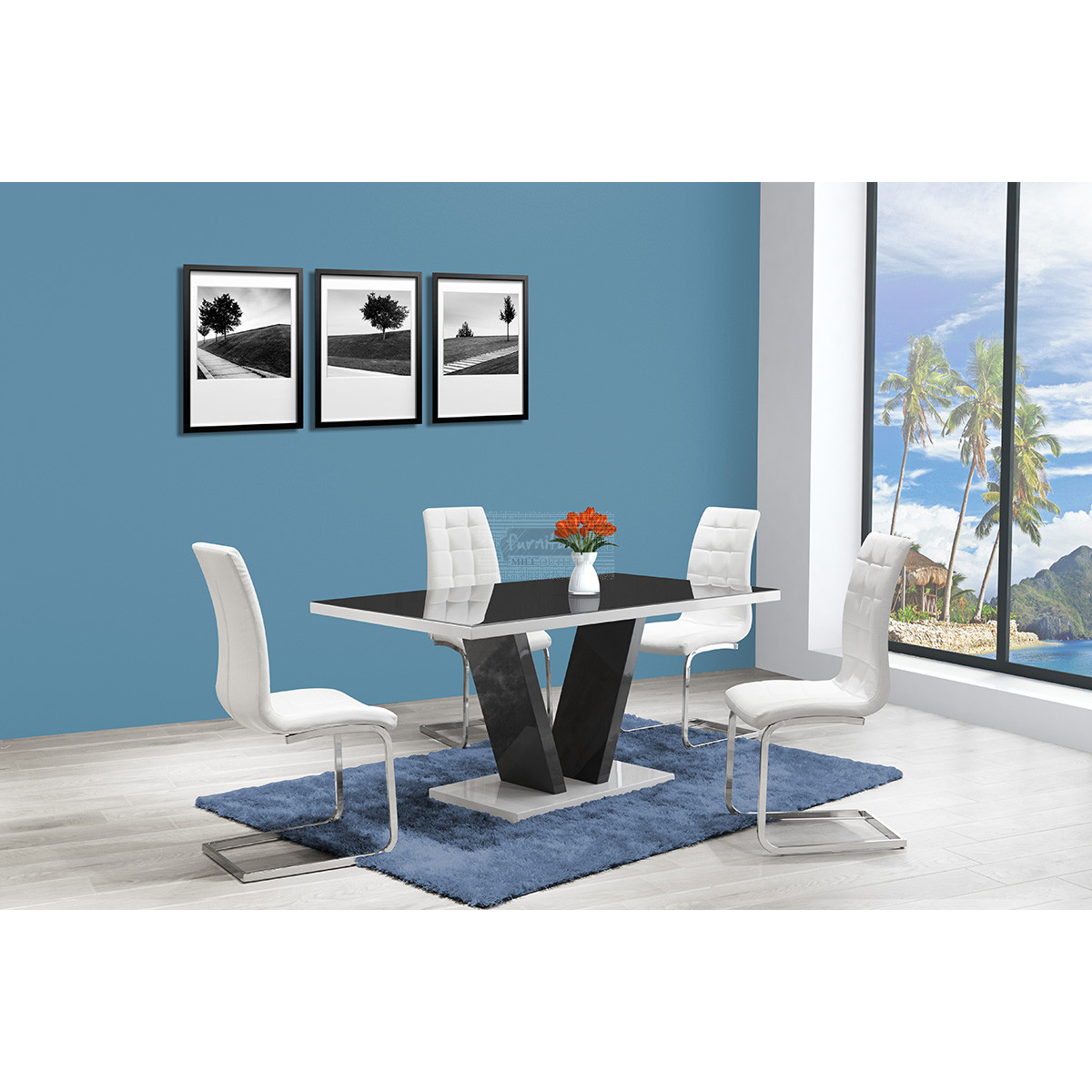 zara high gloss dining table available colours grey accent glass top and white chairs echo dot west elm tripod side steel coffee legs puck lights target lamps modern wood metal
