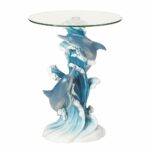 zingz thingz wave dancers end playful dolphins accent table light blue home kitchen antique claw foot coffee chest for living room white dining and chairs wine cart solid marble 150x150