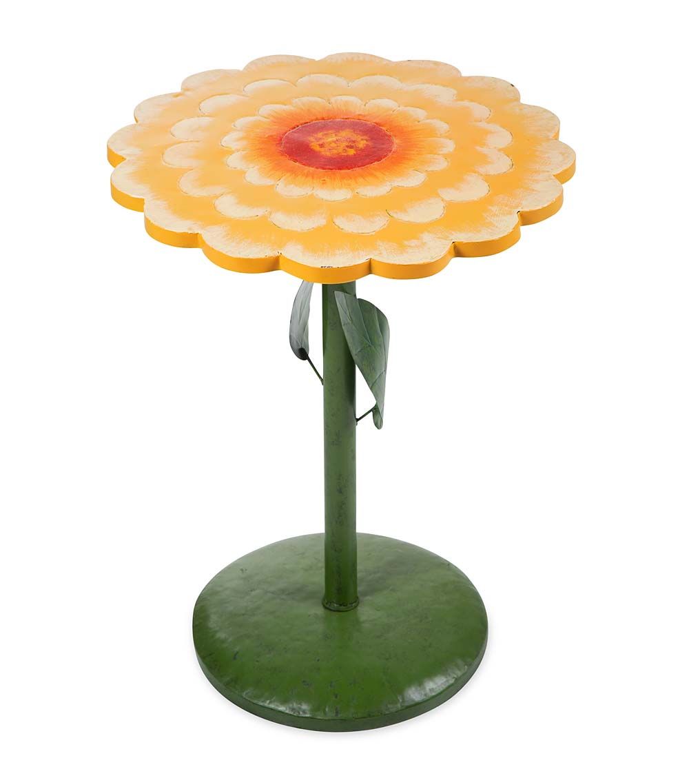 zinnia side table handmade metal outdoor tables plow yellow accent porch furniture black and white chair target desks chairs industrial look bedside snack diy patio umbrella stand