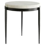 arteriors kelsie modern classic round white marble black iron side product end table kathy kuo home stickley desk value glass folding accent patio gloss leather sofa styles used 150x150