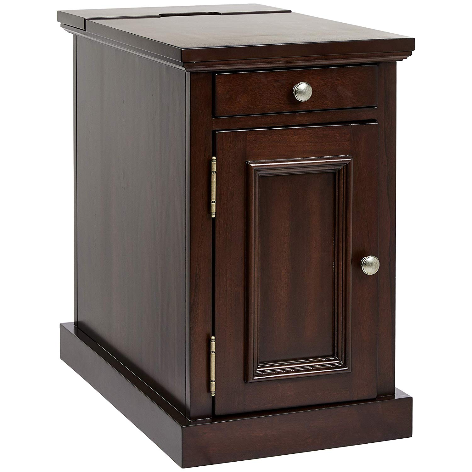 ball cast harriet wood end table with drawer cabinet and built power strip roasted brown kitchen dining what size sofa for living room rustic nesting tables large corner bedroom