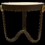 barry dixon for arteriors modern brown leather stirup end table tables chairish round glass cover grey and coffee royal furniture girl homesense coat rack row quality top side 150x150