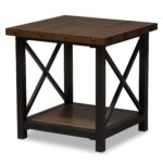 baxton studio herzen rustic industrial style antique black textured and wood end table finished metal distressed occasional round dining with glass top powell beds vintage bamboo 150x150