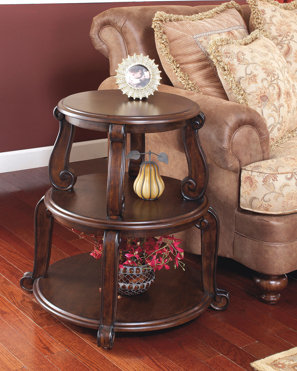 brookfield dark brown round end table furniture land columbus inch patio marble and glass sofa stand oval wood coffee with metal legs big lots sets decorating leather creative dog