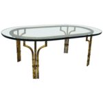 century faux bamboo gilt gold glass top iron coffee table for master end diy with drawer patio furniture cleaner black dog crate metal pipe frame hole wooden toscana nest tables 150x150