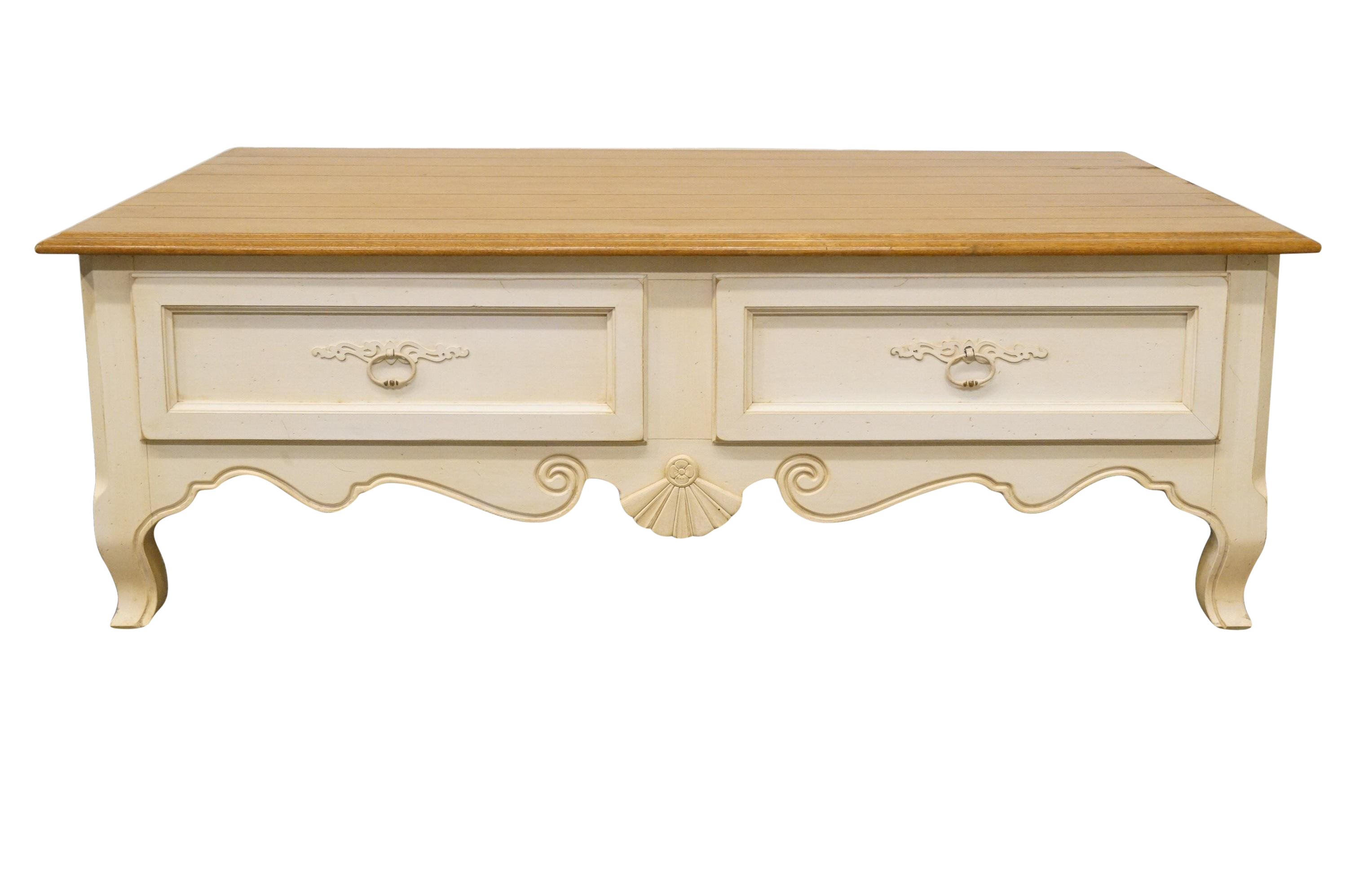 century french country ethan allen coffee table chairish end round cardboard accent best furniture arrangement for living room homemakers kimco staffing services distressed wood