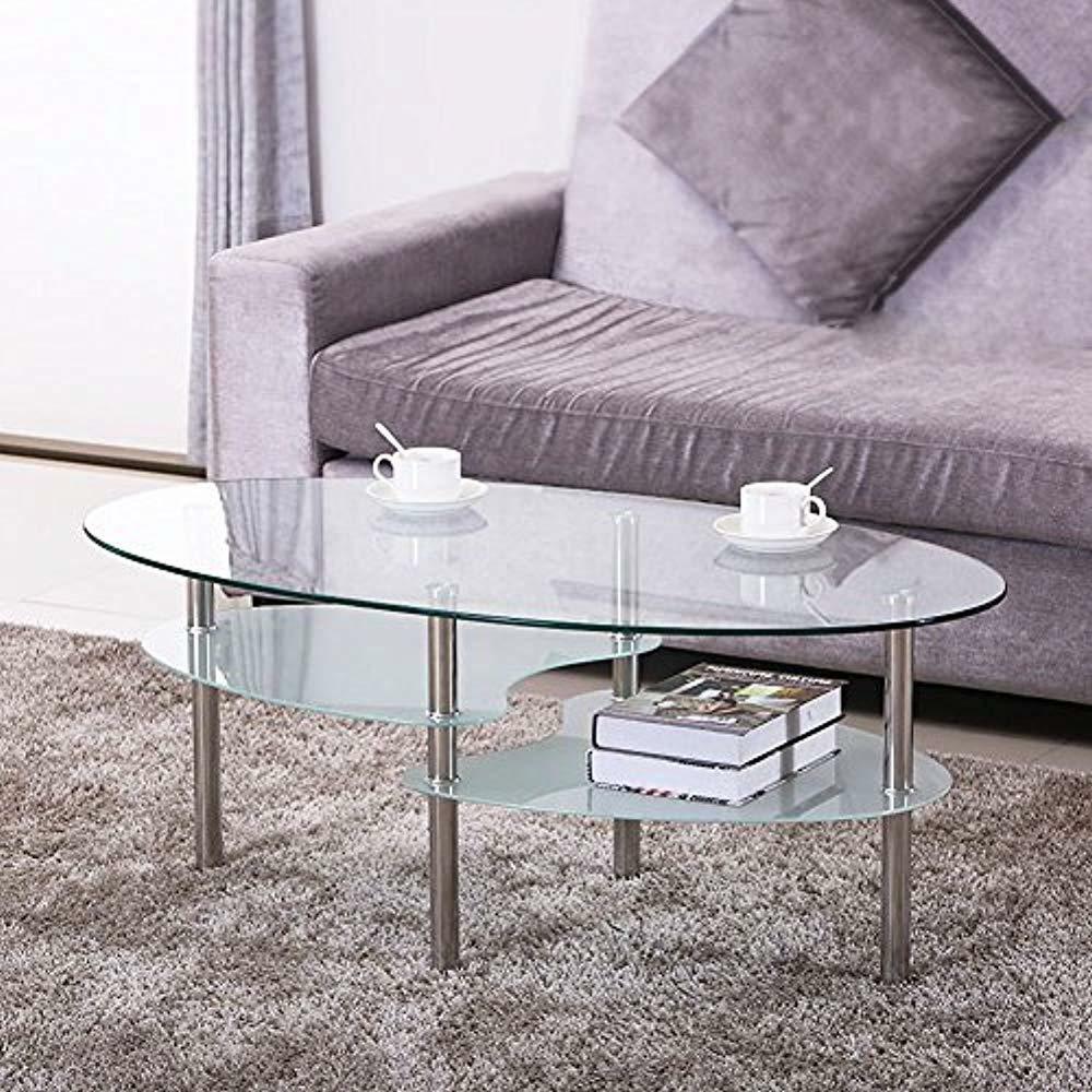 coffee tables tier modern living room oval glass round side end details about all clear with ethan allen paintings single mattress kmart raw wood bedside table slide out tray