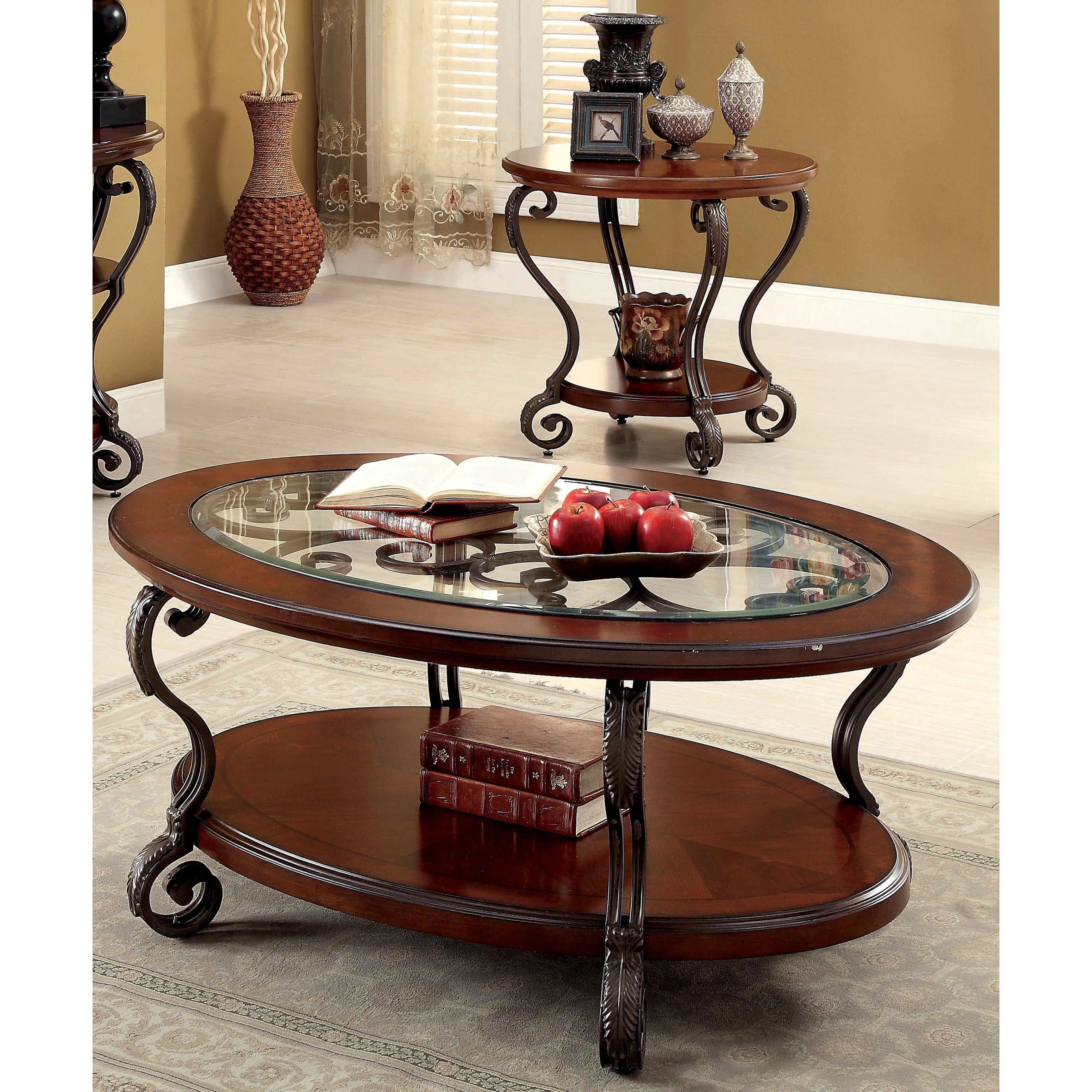 cohler traditional brown cherry piece coffee table set foa wood end tables and acme riverside chairs dog magnussen lakehurst wooden side glass edmonton plum universal furniture
