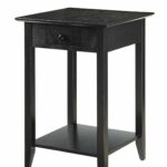 convenience concepts american heritage end table with black basket shelf and drawer kitchen dining boardroom broyhill sofa rattan furniture coffee dark cherry magnolia farms waco 150x150