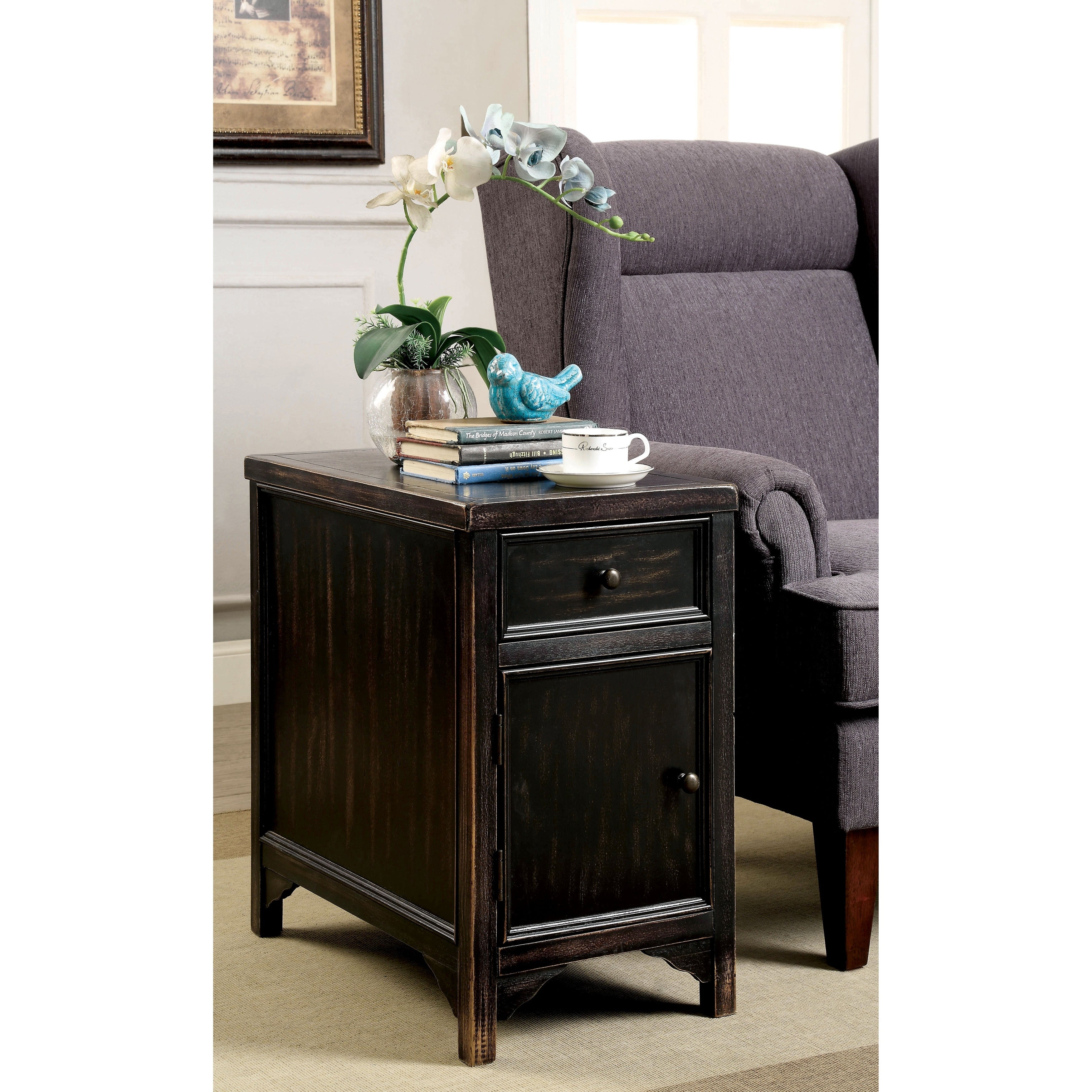 cosbin rustic bold antique black side table foa end tables lexington armoire entertainment center butterfly what color rug with chocolate brown couch traditional coffee designs