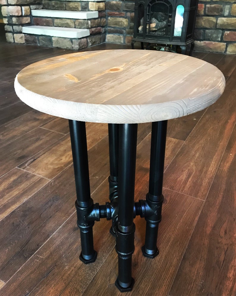 custom finishes black pipe end etsy table diy tire dog metal legs french country style tables best wooden crate all glass nightstand home furniture beds wesling ethan allen maple