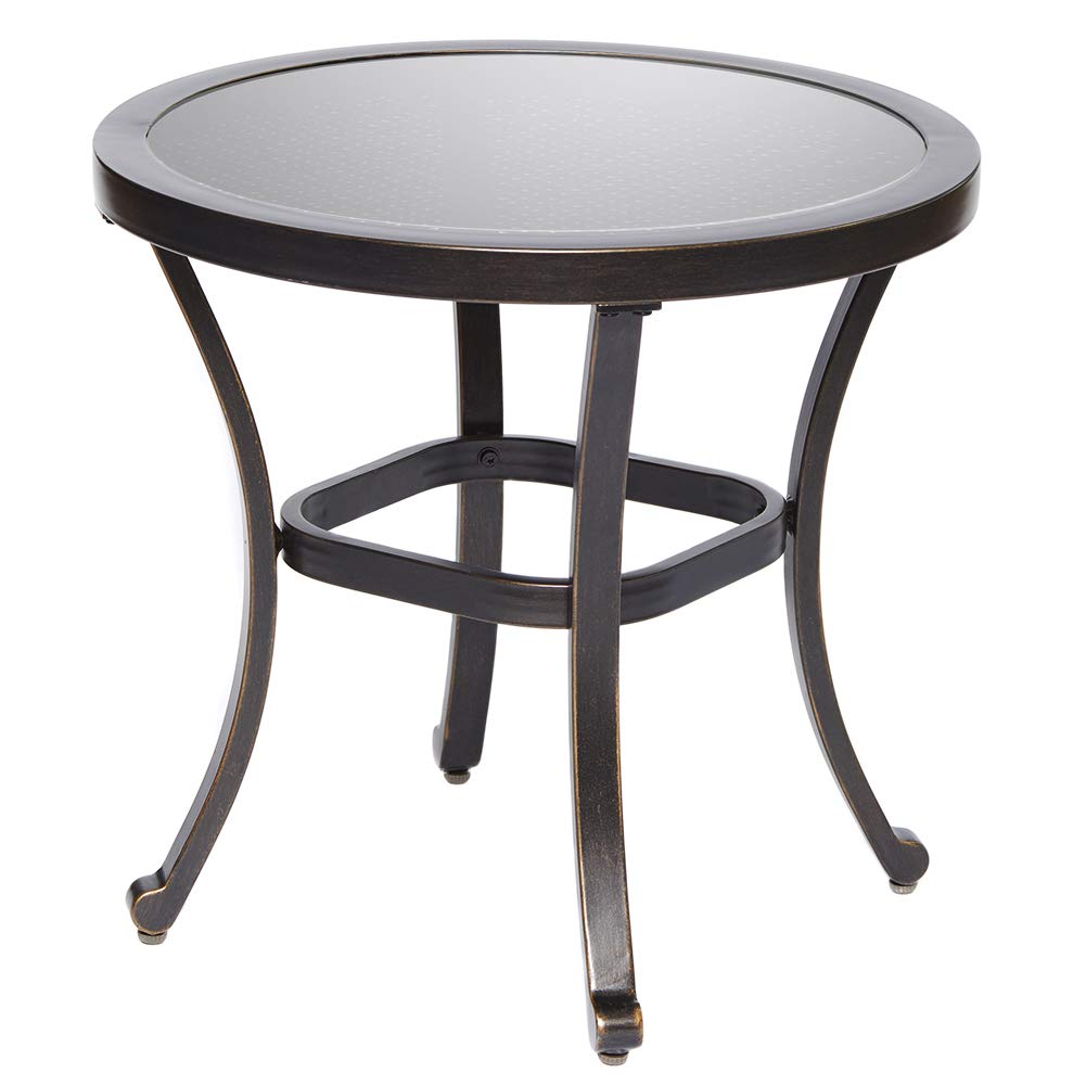 dali outdoor end table tempered glass patio bistro top garden home furniture side dia height square dining room tables bath toys kmart homesense dressers tulip bedroom units
