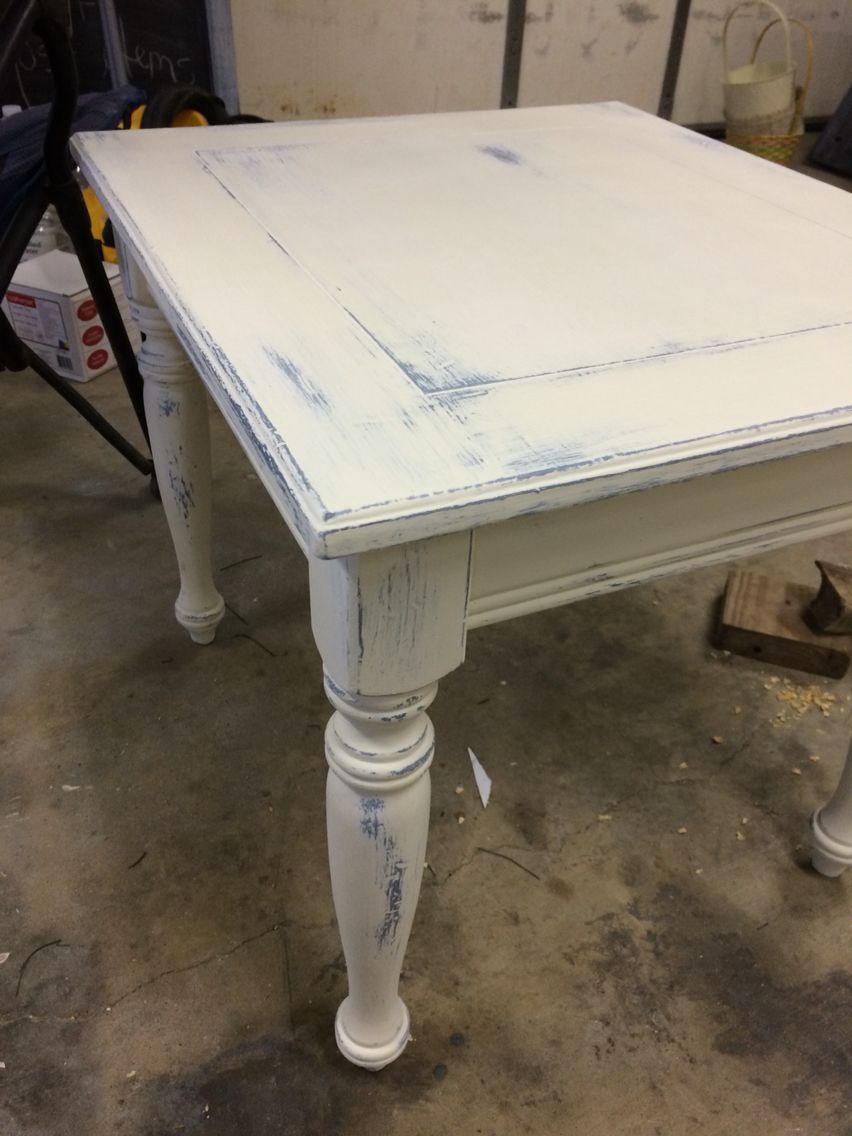 dark blue and old white distressed end table louise anna wood tables furniture rustic bedroom ashley north shore leather sofa plum pipe console modern coffee for sell room board