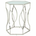 davlin hexagonal metal frosted glass accent end table inspire bold free shipping today how big can wolves get rugs bedside wooden henning cocktail gold coffee universal furniture 150x150