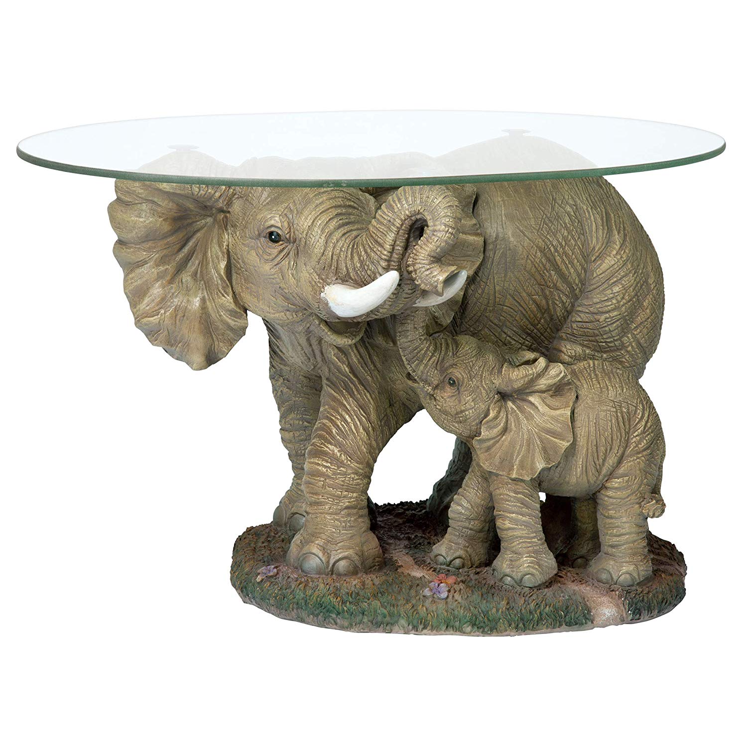 design toscano elephants majesty african decor coffee elephant side table with glass top inch polyresin full color kitchen dining small antique oak easy nightstand plans living