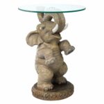 design toscano good fortune elephant african decor glass side table with top topped inch polyresin full color kitchen dining ethan allen square coffee dockside furniture small 150x150