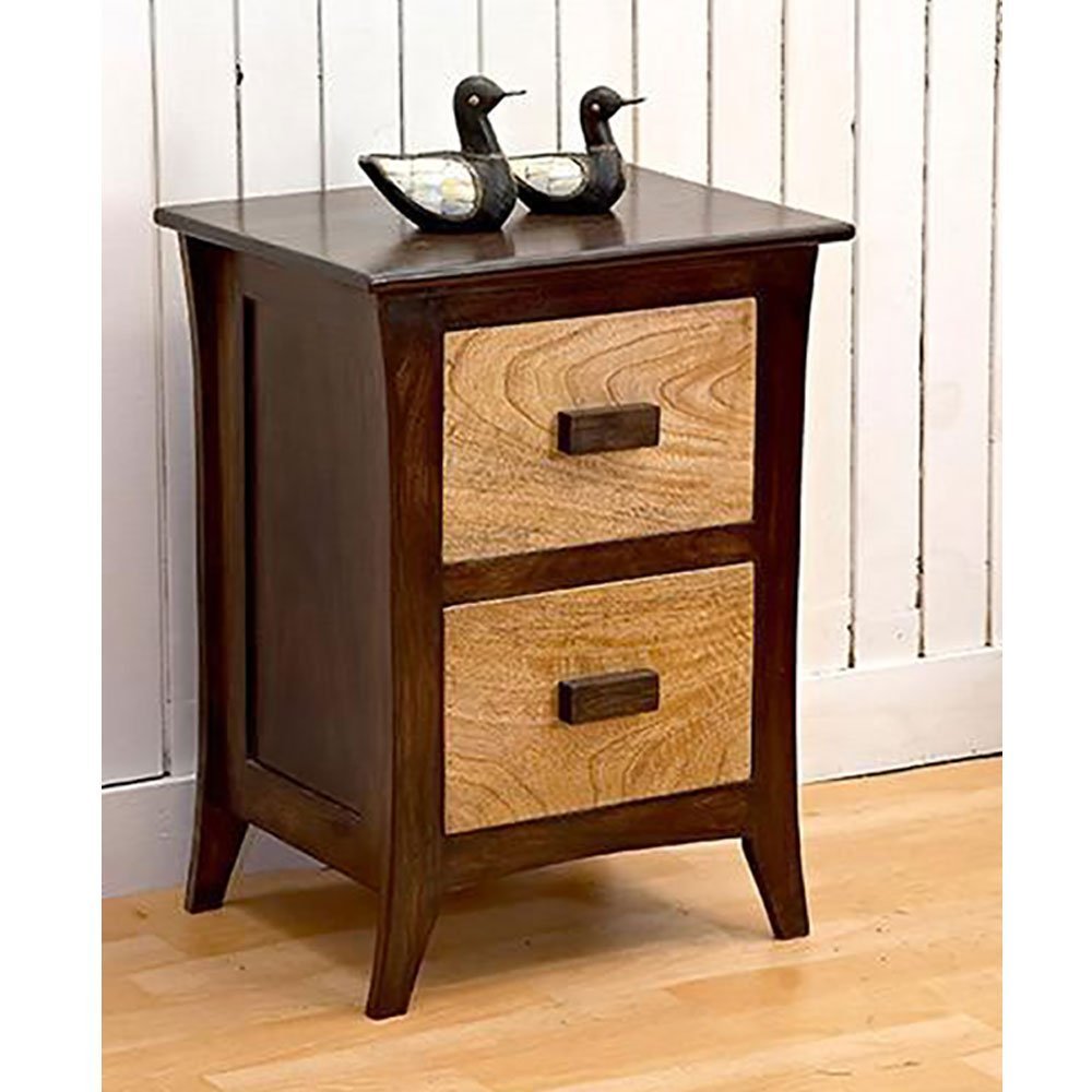 driftingwood sheesham wood bedside end table for living room with dark brown drawers walnut home kitchen small black glass dining mattress foundation coffee set toronto ikea