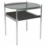duotone circular side table aluminium frame smoked glass black leather master end tables depot lifetime modern round kitchen patio chair cushions tall white console ashley 150x150