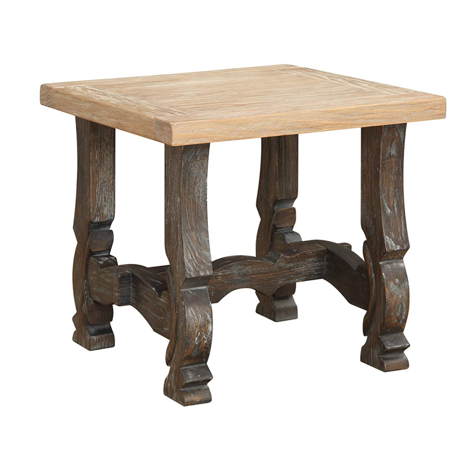 emerald home barcelona rustic pine and dark brown end tables table with plank style top carved base kitchen dining riverside furniture newburgh large coffee white universal panel
