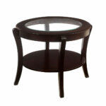 espresso contemporary oval glass top open shelf wood accent side end table details about mosaic patio living room tables tzolkin broyhill fontana set unfinished furniture island 150x150