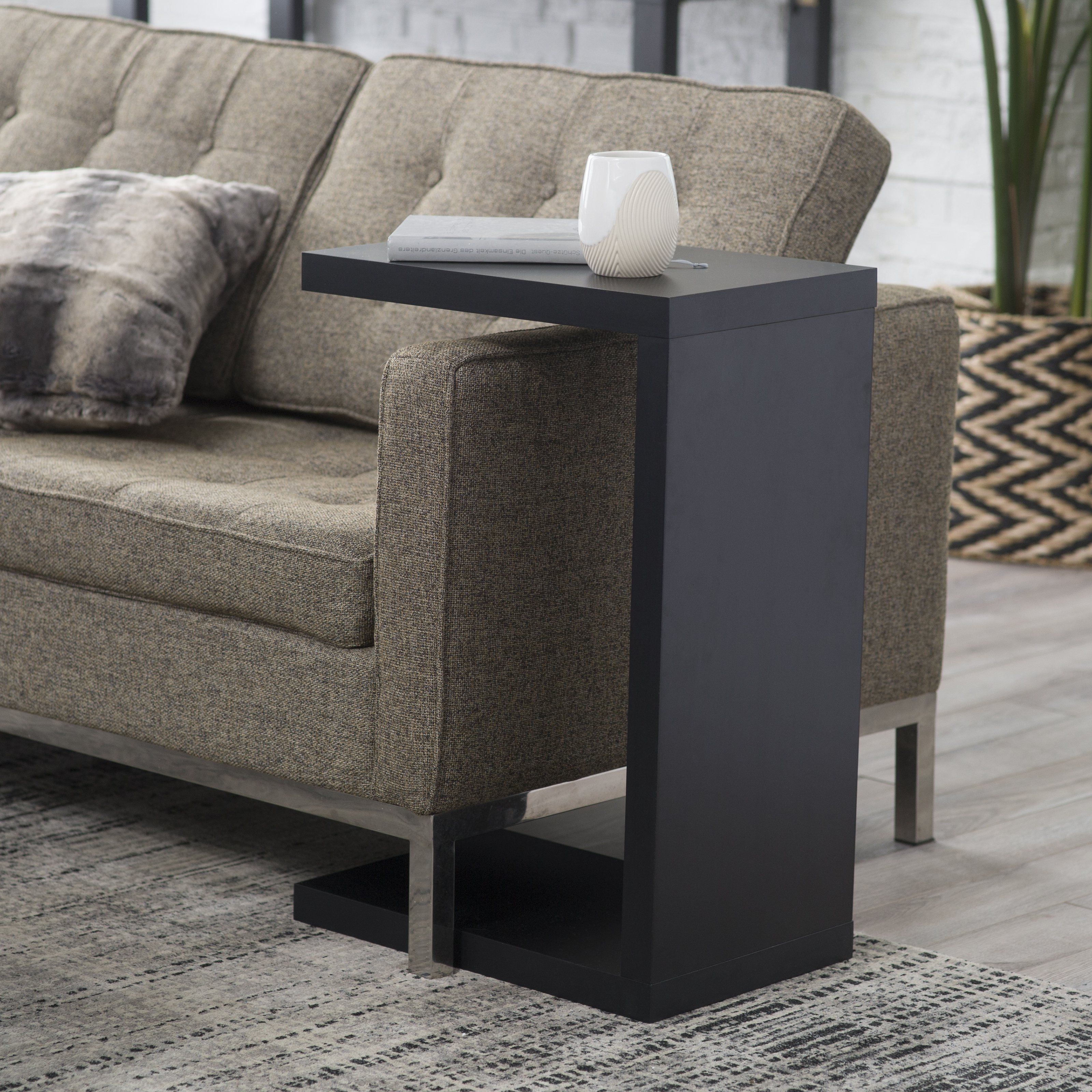 finley home hudson end table apt living room black tables sofa the modern shape this gives style and allows you pull close your chair has sleek magnolia market new location tile