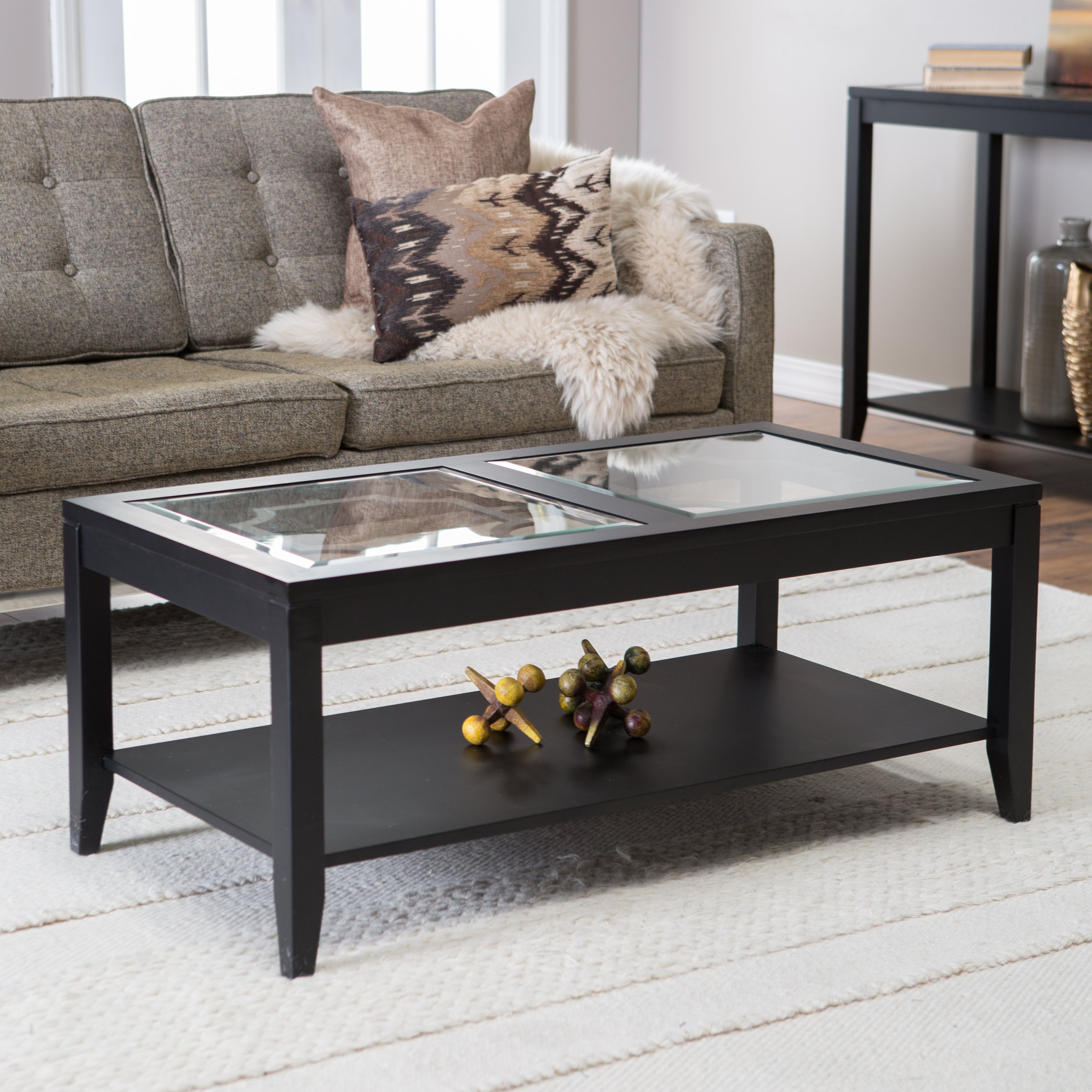 furniture carson coffee table multiple finishes endearing syrah espresso with frosted glass larkin end tables large square magnolia house line cream colored lamps antique top box