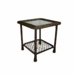 garden treasures severson square brown wicker end table with glass tabletop link wood set round nesting coffee tables stanley vintage furniture inch patio antique wooden bedside 150x150